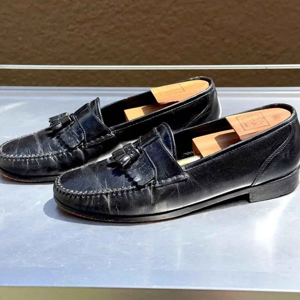 Towncraft Black Leather Loafers with Tassel - Size 9 D